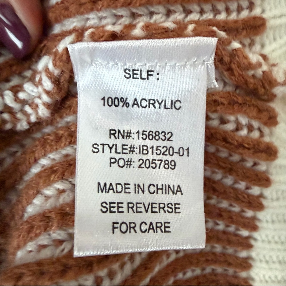 BiBi Cream and Brown Ribbed Knit Top - Picture 9 of 9